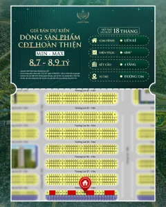 Giá Bán dự án dòng sản phẩm CĐT hoàn thiện 8,7-8,9 Tỷ