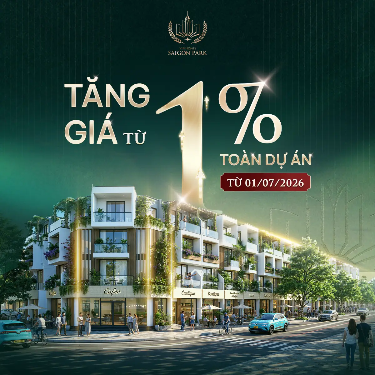 Vinhomes Saigon Park tăng giá lên 1% toàn dự án từ 01/07/2026